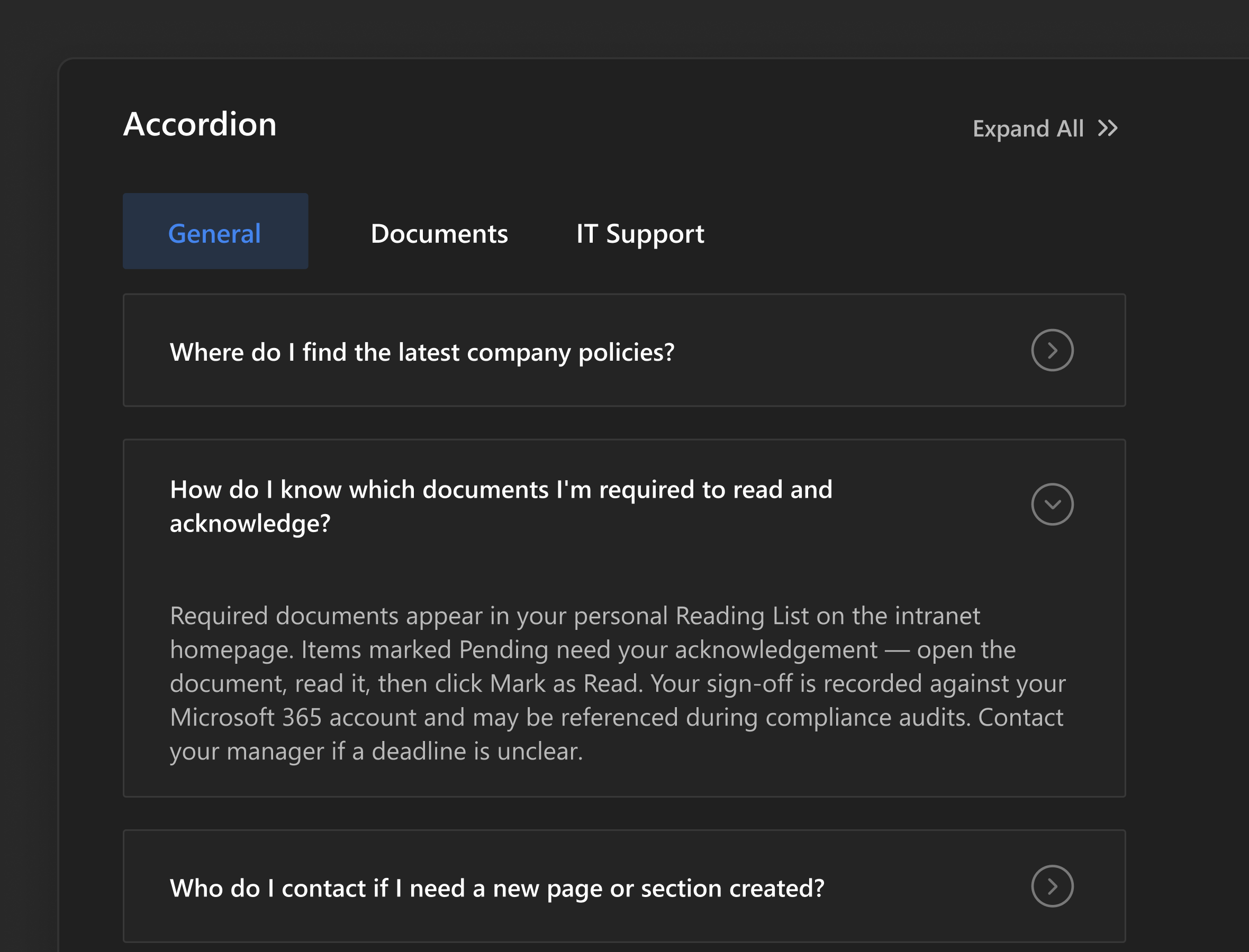 Accordion screenshot